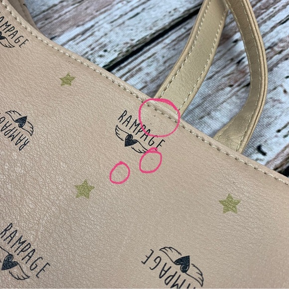 NWT Rampage Wing Logo Shoulder Bag Tote Purse Carryall Roomy Almond Weekender - Picture 11 of 15